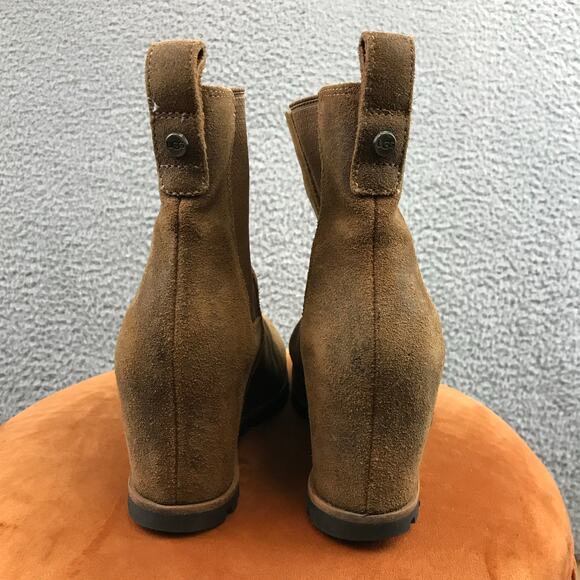 UGG Pax Waterproof Chipmunk Brown Leather Wedge Booties - Picture 6 of 15